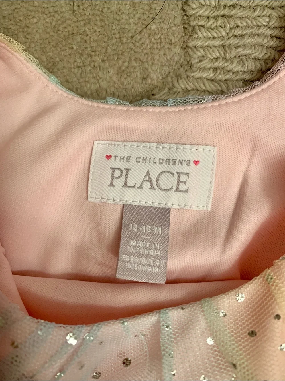 The Children's Place Light Pink Tulle Dress with Silver Dots